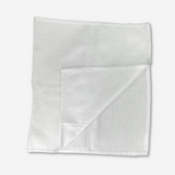 White huck towel, multi-purpose, folded on a white background.