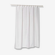 White hotel shower curtain on a white backgroound