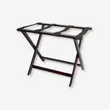 Wooden luggage rack, walnut color, for hotel rooms. 