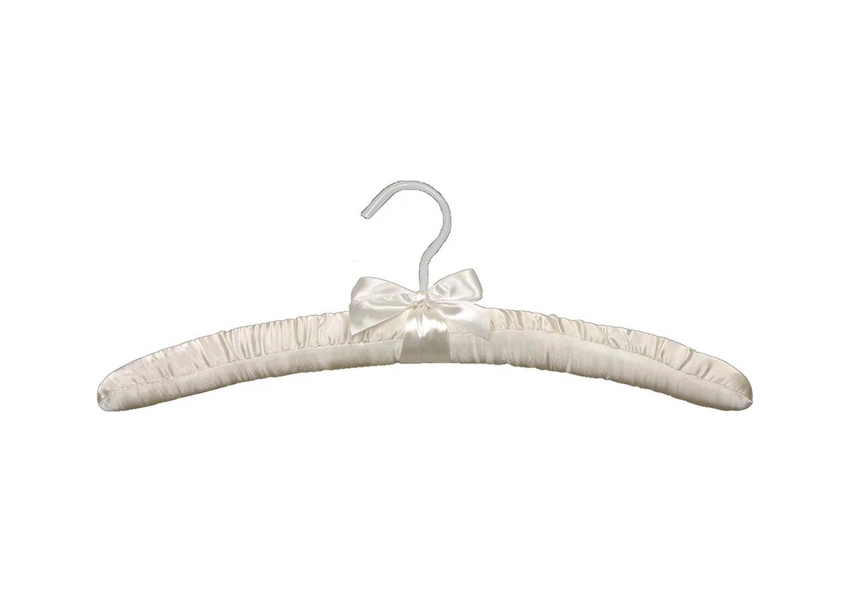 Hotel ivory satin hanger on a white background 